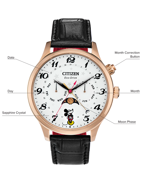 Mickey Mouse White Dial Leather Strap AP1053 15W CITIZEN
